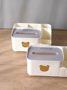Hộp đựng khăn giấy điều khiển đồ gia dụng nhỏ hình gấu để bàn decor tiện lợi DN151