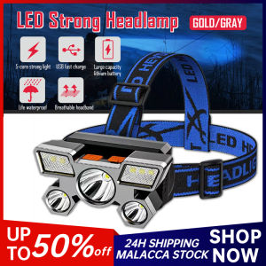 5LED Camping Headlight with Built-in 18650 Battery USB Rechargeable Portable Outdoor Fishing Flashlight Lantern Torch Headlamp