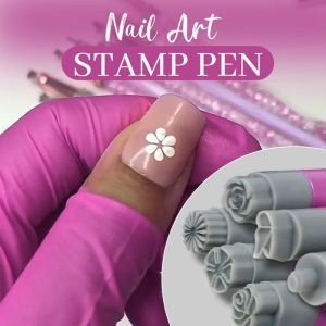 6/4PCS Nail Art Stamp Pen Set Manicure Tools Flower Painting Drawing Nail Graffiti Pen Set