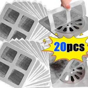 【Swan Home】20Pcs Disposable Hair Drain Catcher Anti-blocking Filter Floor Drains Sticker Shower Cover Kitchen Bathroom Sink Strainer Stopper