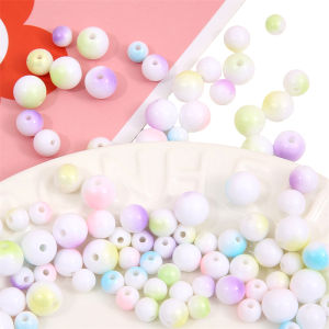 25/50/100pcs 12/10/8mm Acrylic Solid Color Double Colors Round Beads Loose Bead for DIY Necklace Bracelet Jewelry Making Accessories