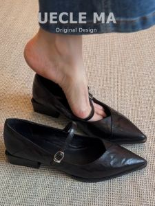 MASHUJIA | Genuine Leather Pointed Toe Comfortable Mary Jane Shoes