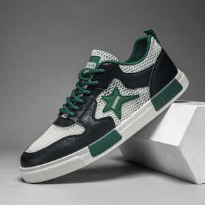 Mens Breathable Summer Thin Hollow out Mesh Panel Shoes Casual Slip-On Sneakers Large Size 4647 Trendy All-Match Footwear