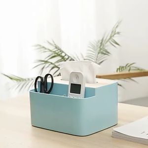 Hộp Đựng Khăn Giấy Mặt Gỗ Có 2 Ngăn Để đồ dùng -H2