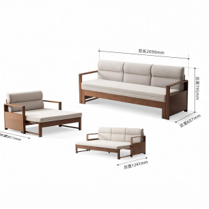 YUANSHI YUANSU | Convertible Extendable Oak Sofa Bed For Small Living Rooms