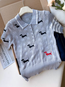 QINGNAER | Embroidered Plaid Color Block Polo Shirt for Casual Wear