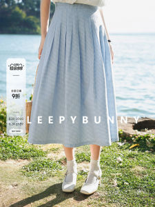 Váy Chữ a Cạp Cao Kẻ Caro Màu Xanh Nhạt Ngọt Ngào Cho Nữ Mùa Hè Váy Midi Chữ a Ôm Sát Cạp Cao Váy Chữ a