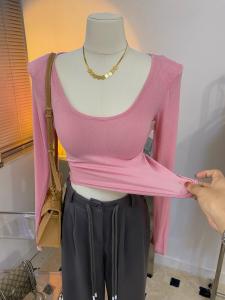 Áo Thun Nữ Tay Dài Cổ Tròn Ôm Vừa Vặn Gợi Cảm Mỏng Mùa Thu Phong Cách Hàn Quốc Dài Ngắn Chất Liệu Cotton 50%