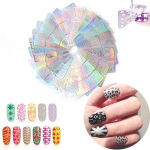 🔥🔥Roman Holiday Square Hollow Nail Sticker Stylish Self-adhesive Manicure Sticker Laser Nail Sticker French Style Nail Sticker Nail Art Accessory
