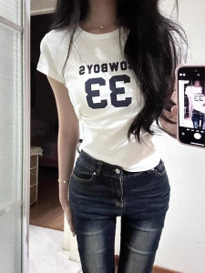 Áo Thun Tay Ngắn Thiết Kế Đơn Giản Thường Ngày Cho Nữ in Số Cao Cấp Siêu Dễ Thương Cổ Tròn Cotton 92% Polyester 8%