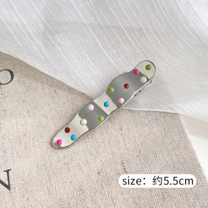 กิ๊บติดผมลายจุดสีสันสดใสสำหรับผู้หญิง กิ๊บติดผมสไตล์เกาหลี ทรงเรียบง่าย ประดับผมแบบหวานๆ ใหม่ 2024 ชุดเครื่องประดับผม