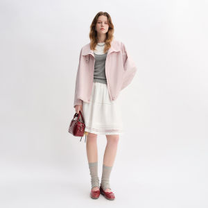 DUSHU | Plus Size Women Pink Casual Jacket Loose Drawstring Design