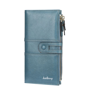 Baellerry Womens Long Wallet with Buckle Multifunctional Soft PU Leather Card Holder Phone Bag Zipper Coin Purse No Odor