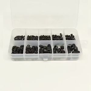 300pcs Mix M3 M4 M5 M6 M8 Kit Hex Hexagon Socket Tapered End Grub Bolt Cone Point Set Screw 304 Stainless Black Grade 12.9 Steel