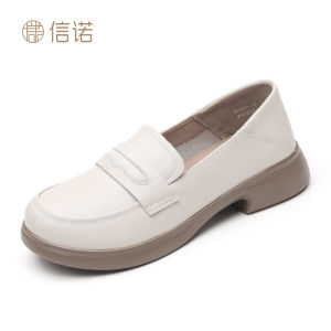 Comfortable Soft Bottom Genuine Leather Loafers Womens Shoes Casual British Style Slip-On Fashion Single Shoes Small Leather