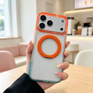 szhaiyu | For iPhone 18 Pro Max 17 16 15 Pro Matte Clear Wireless Charge Case For Magsafe With Gradient Color Shockproof Kickstand Cover