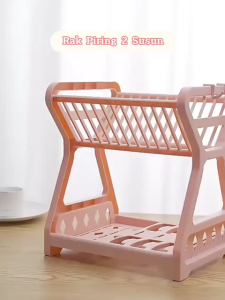 Rak Piring Plastik 2 Susun / Dish Drying Rack 2 Layer / Wadah Tirisan Cucian Mangkok Serbaguna