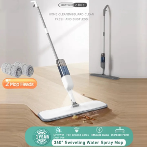 XT Spray Mop 360°Rotating Floor Cleaning Dust Mops Wet Dry Use Jet Mops with 350ml Refillable Bottle MicrofiberMop Cloth