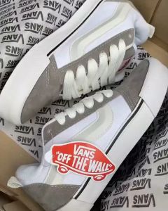 Sepatu Gemuk Vans Knu Skool Grey White For Men and Women Sneakers Trendy Pria Wanita Grade A
