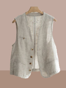 Shalldoer | Vintage Linen Thin Casual V-Neck Sleeveless Vest