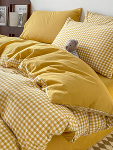 Summer Washed 100% Pure Cotton Bedding Set Four-Piece Queen Size Bed Sheet Cover Duvet Cover Three-Piece Set Bed Canopy