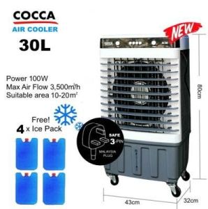 Cocca 30L Tank Evaporative Air Cooler 5000m3h Air Flow (Ice Pack included)
