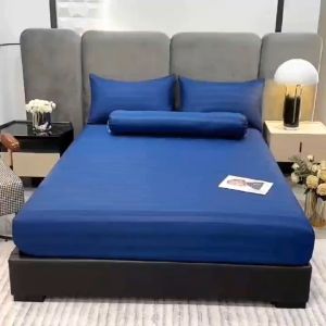 ผ้าปูที่นอน ลายริ้ว 6ฟุต/5ฟุต/3.5ฟุต/3ฟุต ป้องกันไรฝุ่น ผ้าปูที่นอนสีชมพู ซาติน ชุดเครื่องนอน(ผ้าปูที่นอน+ปลอกหมอน)