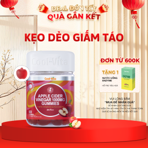 Kẹo Dẻo Giấm Táo Vitamin B12 Hỗ Trợ Tiêu Hóa Hỗ trợ Tăng Cường Miễn Dịch Apple Cider Vinegar Gummy Coolvita (60 viên x 3g)/hộp