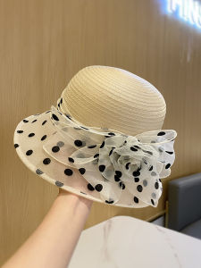 หมวกตกปลาลายดอกไม้หรูหราสำหรับผู้หญิง หมวกฤดูร้อนแบบทันสมัยระบายอากาศได้ดี หมวกทรงกลม หมวกตกปลาสไตล์อังกฤษและฝรั่งเศส
