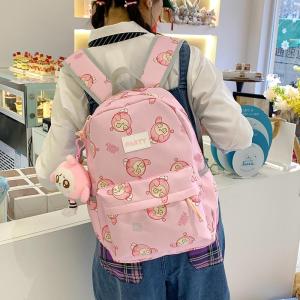 Childrens Cartoon Backpack Lightweight Travel Bag Egg Character Kids School Bag Fashionable Nylon Material Zipper Closure Large Size