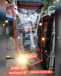 TRICYCLE COVER CLEAR TRAPAL WITH ROPE | 6.5x4 ft / 4x3 ft/ 4x2 ft/ 4x5ft RED LINING CLEAR COVER MAKAPAL MALINAW