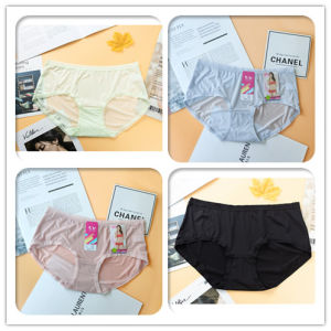 CaiTian ผู้หญิง Ultra-Thin ผ้าฝ้าย Milk ผ้าไหม กางเกงใน 3-Pack Mid-Waist Flat Angle ระบายอากาศได้ดี Pure ผ้าฝ้าย ชุดชั้นในเป้าใส่สบาย