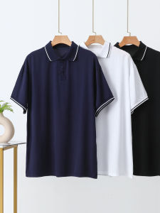 เสื้อโปโลคอปกแขนสั้นผ้าไหมฝ้ายหลวมๆ สำหรับผู้ชาย ฤดูร้อน 2025 เสื้อยืดคอปกแขนสั้นผ้าฝ้ายผสมโพลีเอสเตอร์ ทรงหลวม ทรงหลวม