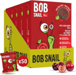 Bob Snail Cherry-Apple Fruit Roll Ups – 50 Fruit Rolls - Vegan No Added Sugar No Nuts No Gluten 500g