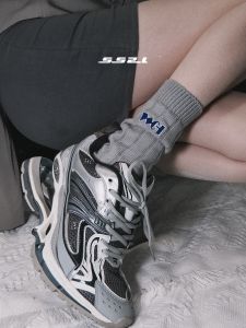 ใหม่ Basic Wch สีฟ้าปักเข็มหนา ผ้าฝ้าย ถุงเท้าถึงกลางน่อง ถุงเท้าสําหรับผู้ชายและผู้หญิง อินเทรนด์ ถุงเท้ากีฬาถุงเท้าสูงถึงเข่า