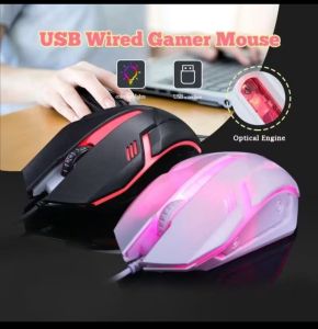 USB Wired Gamer Mouse with Optical Engine and RGB Lighting