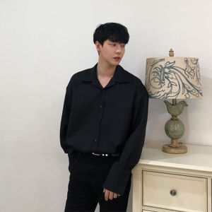 ZHUOCAN | Sober Elegant Dark Red Stylish Mens Long Sleeve Shirt