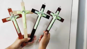 Elegant 10-Inch Luminous Crucifix Wall Sconce with St. Benedict Medal Glow in dark