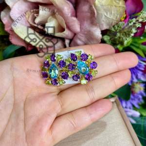 💥ต่างหูพลอยแท้ อคามาริน บลูโทปัส อเมทิส พลอยแท้เครื่องประดับคัดเกรด (งานฝีมือมีชิ้นเดียว)