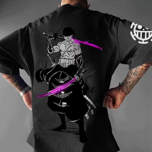 Bandai | Summer One Piece Anime Skeleton Print Mens T-shirt Short Sleeve Graphic Tee Streetwear Hip Hop Fashion Oversized Y2k Clothes