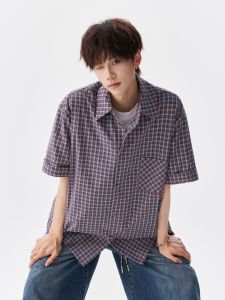 OULUDE | American Street Style Plaid Short Sleeve Shirt