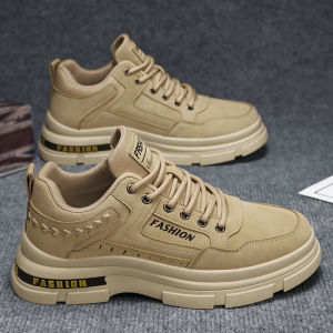 Mens Low-Top Martin Boots Casual Workwear Thick Bottom Heightening Sporty Anti-Slip Wear-Resistant British Style Boots