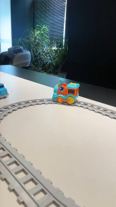 Electric Track Train Set Spray Mist Ball Blowing Magnetic Carriages Light Music Toy for Kids