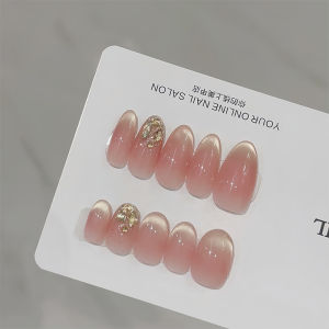 Lilynail Gold Foil Blush Nail Art สติกเกอร์เล็บ รูปเล็บสวมใส่ 2025 ฤดูใบไม้ผลิ ใหม่ ติดได้หลายครั้ง ช่วยให้เล็บดูสวยงามและน่ารัก