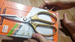 KÉO NHÀ BẾP CÁN VÀNG KAPUSI 195MM NHẬT BẢN K-8738 BẰNG THÉP SK5 SẮC VĨNH VIỄN kéo cắt nhà bếp có đồ khui bia có mặt đánh vẩy cá kéo làm cá kéo đa năng sắc bén dụng cụ cần thiết cho nhà bếp của mọi gia đình- Cửa Hàng Nam