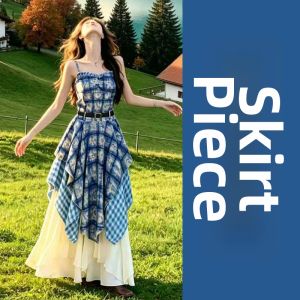 ZHENMANZI | Bright Plaid Two-Piece Dress Set