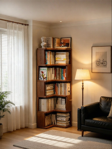 ZHUSHANXIA | Corner Narrow Solid Wood Floor-standing Storage Bookcase Shelf
