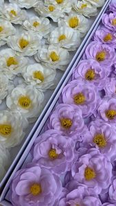 Hoa sáp hồng trà nhiều màu dùng để trang trí bó hoa làm quà tặng