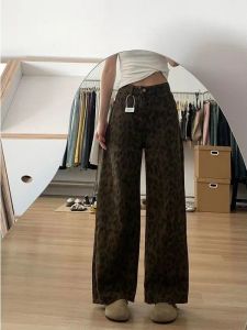 Quần Jeans Ống Rộng Cạp Cao Kiểu Dáng Thẳng in Hình Voi Mùa Hè Quần Dài Ôm Dáng Cho Nữ Quần Jeans Denim Thường Ngày