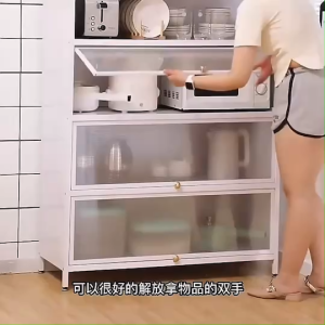 ตู้ครัวไซด์บอร์ด ตู้เก็บของอเนกประสงค์มีกระจกปิด ชั้นวางไมโครเวฟ จัดเก็บได้หลากหลาย สวยโมเดิร์น